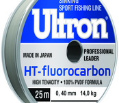 Леска ULTRON Fluorocarbon 0,27 мм, 25 м, 7,0 кг, прозрачный (уп.10 шт)