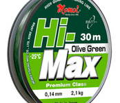 Леска зимняя Hi-Max Olive Green зелен, 0,10 мм, 1,2 кг, 30 м (уп.10 шт) -25